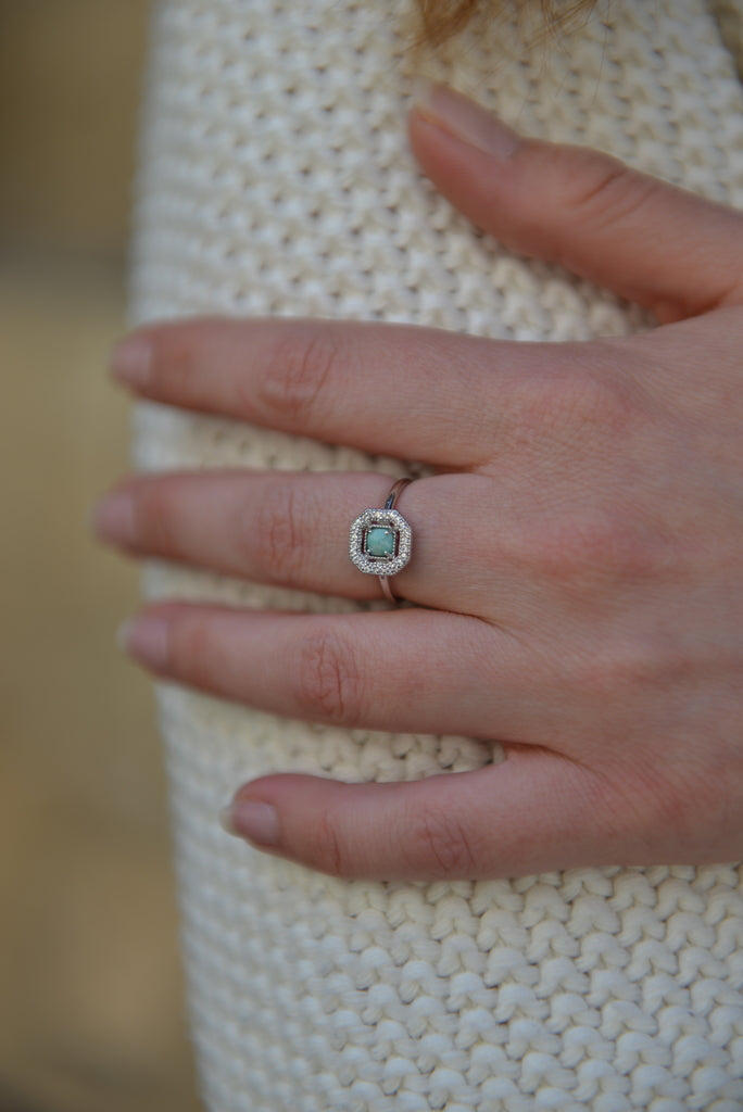 Bague Argent 925 Amazonite & OZ Azul