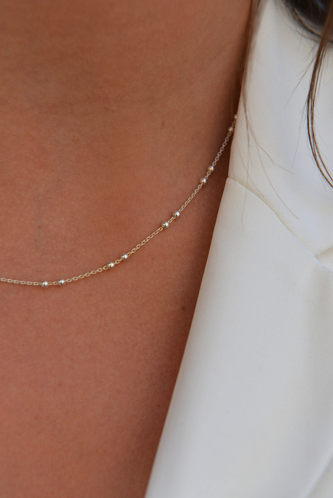 Collier Argent 925 maille fine boule Magnolia