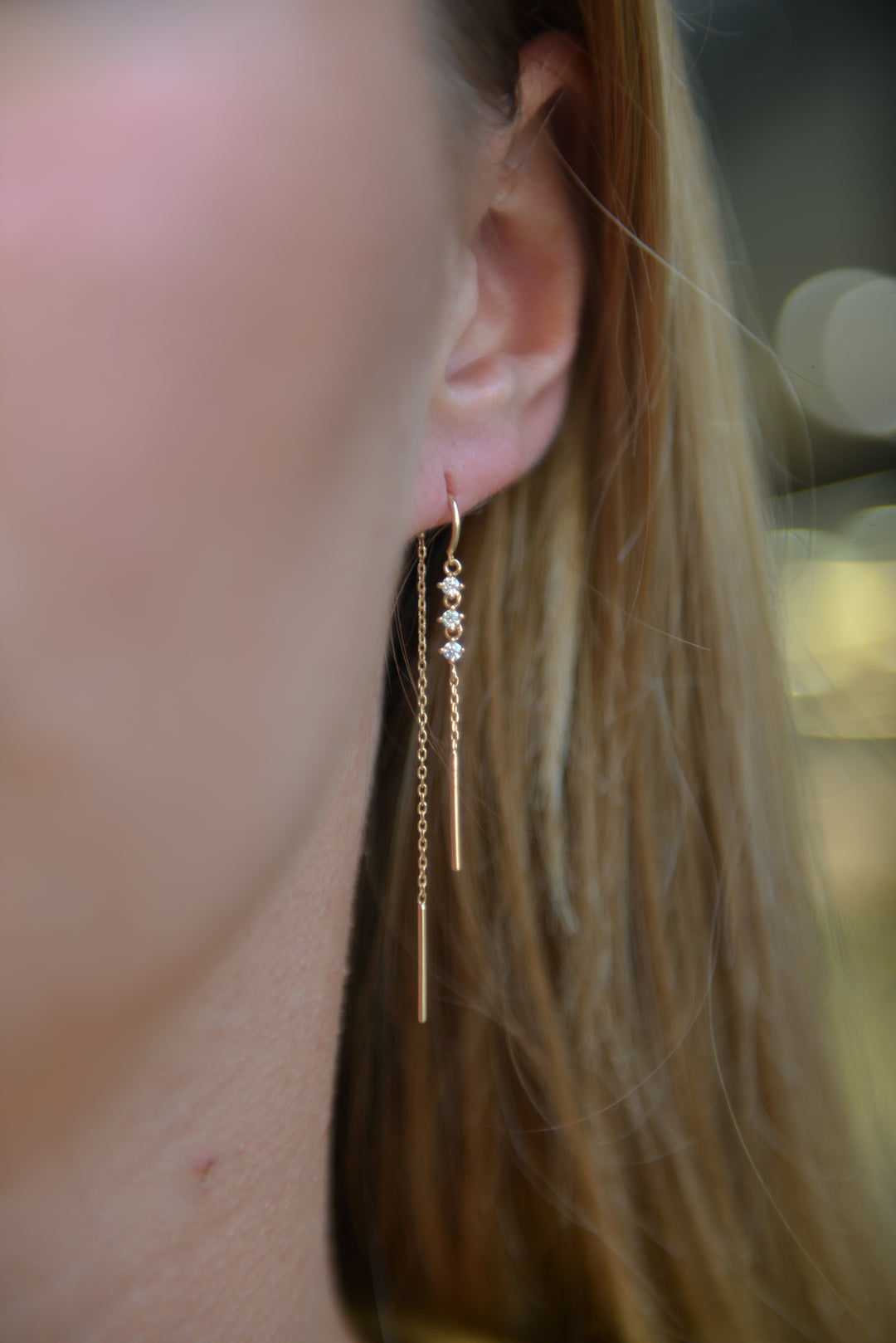 Boucles d'oreilles Plaqué Or pendantes à fil & OZ Midnight