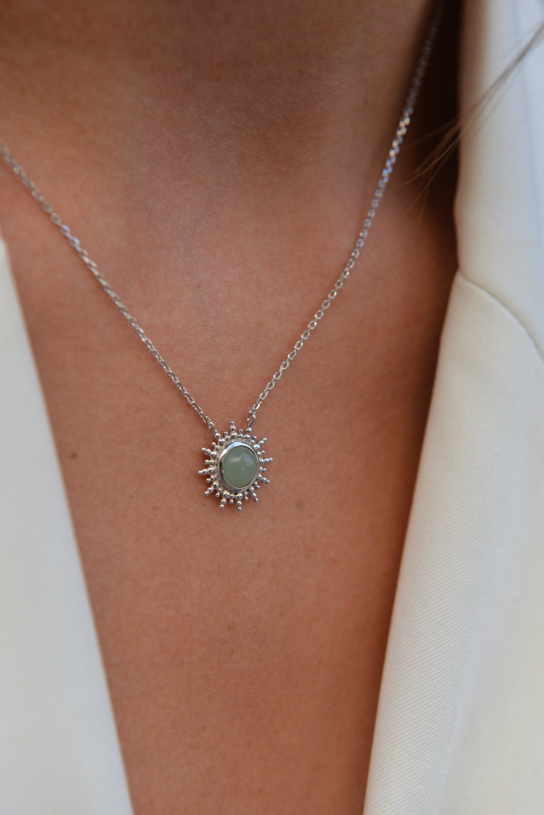 Collier Argent 925 soleil & Aventurine Dellia