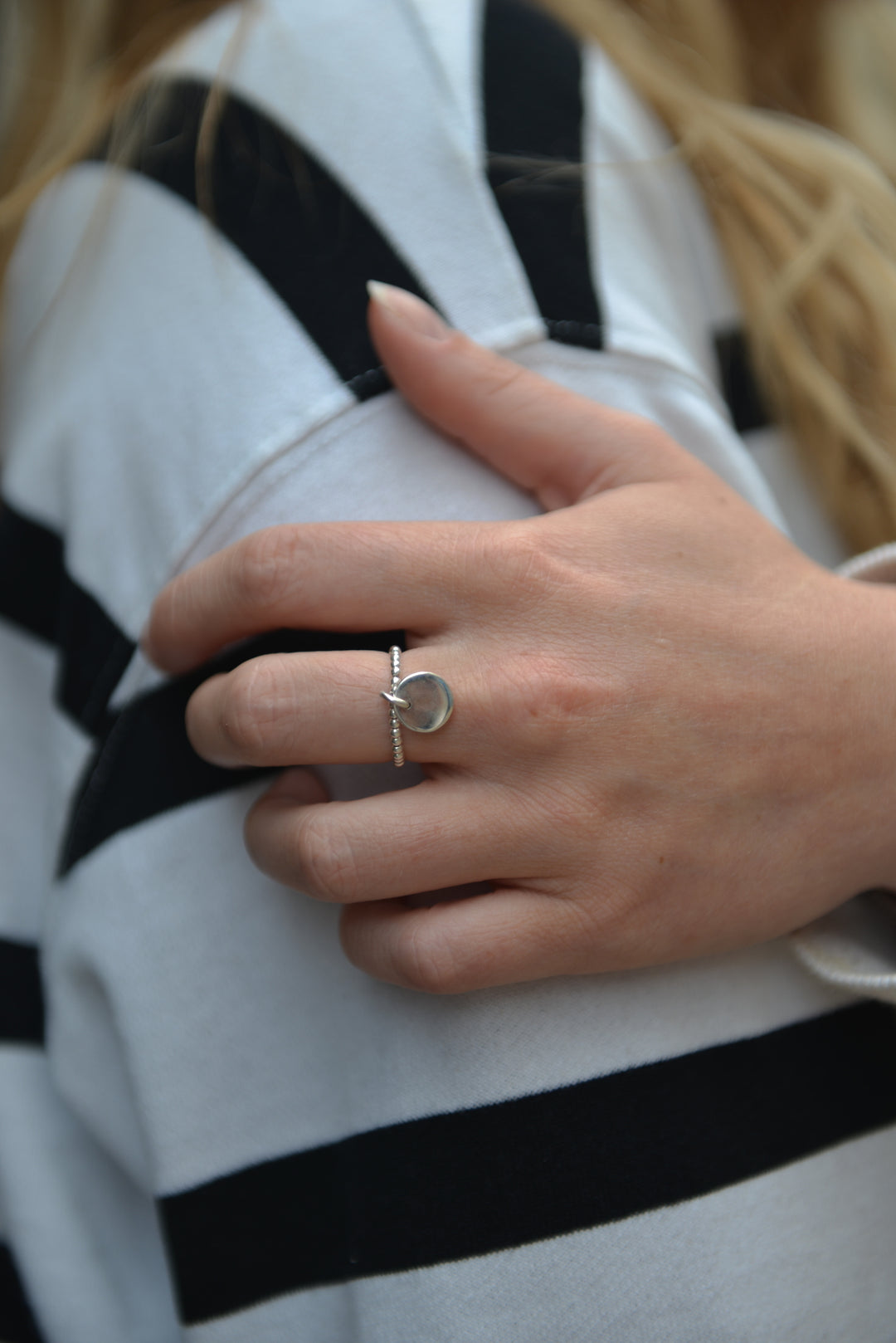 Bague Argent 925 perles avec pampille Elna