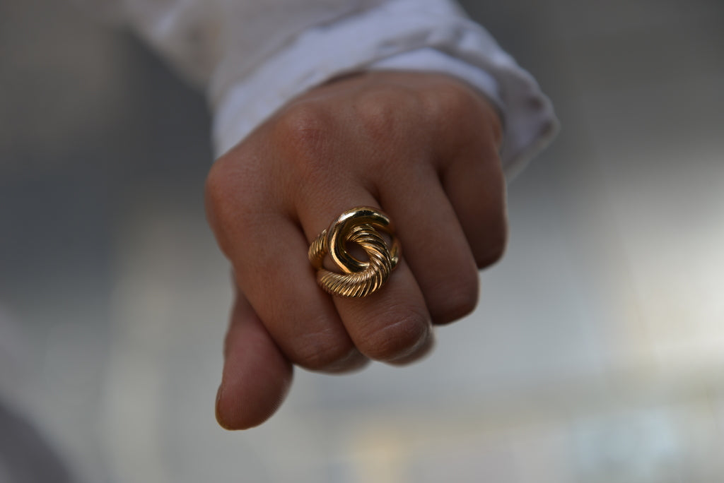 Bague Plaqué Or torsadée Fusion