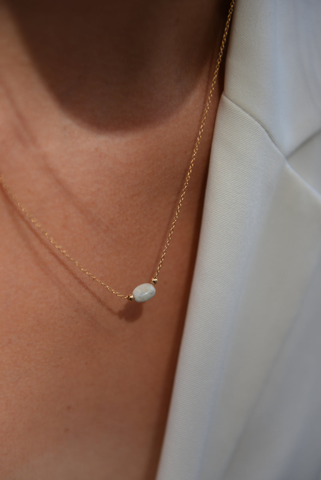 Collier Plaqué Or Galet & Pierre de lune