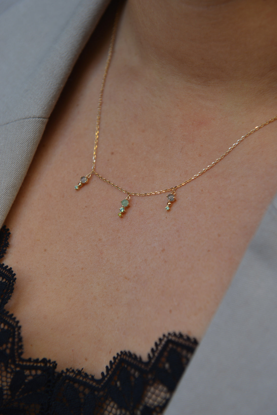 Collier Plaqué or & Oz Rosa
