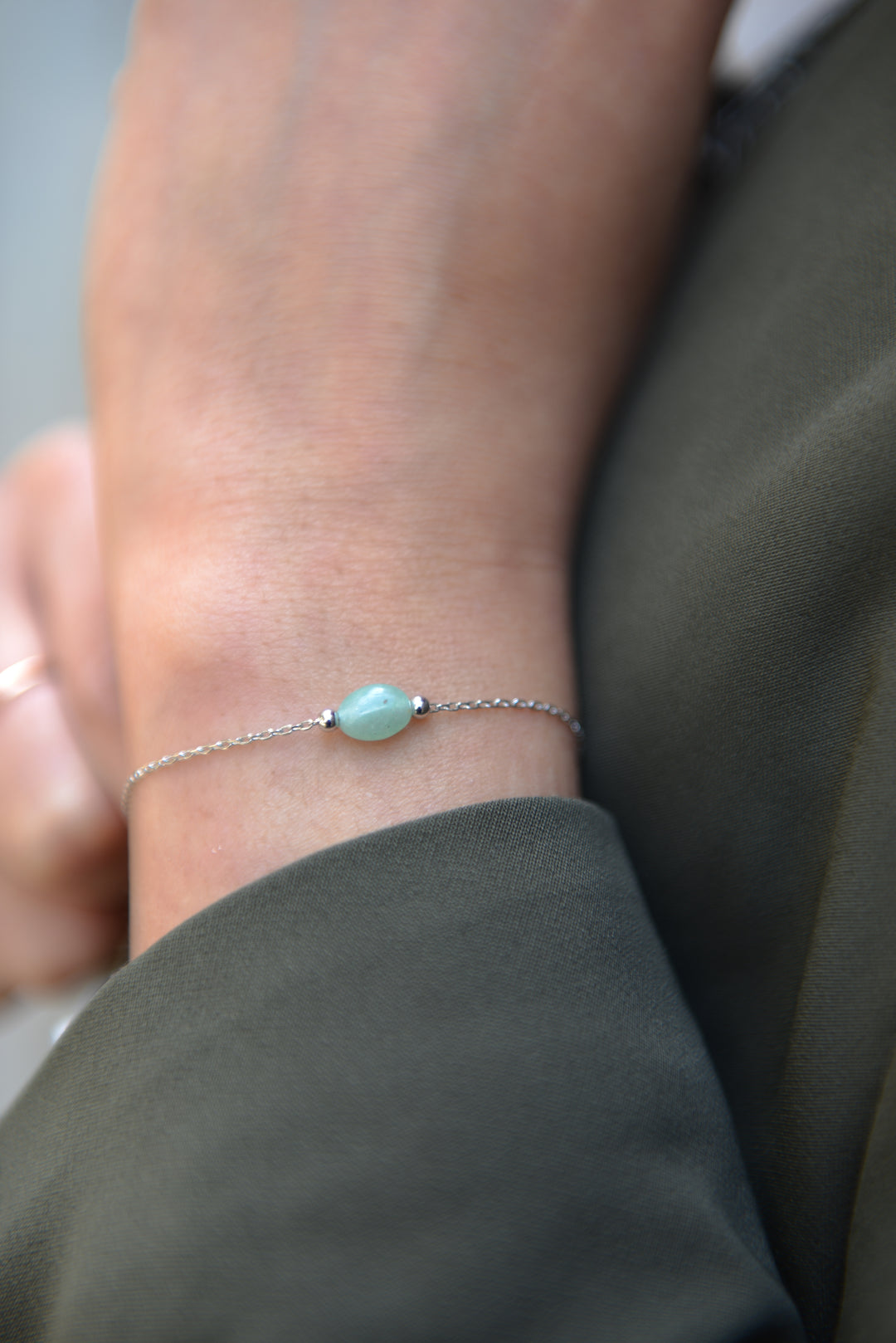 Bracelet Argent 925 & Aventurine Galet