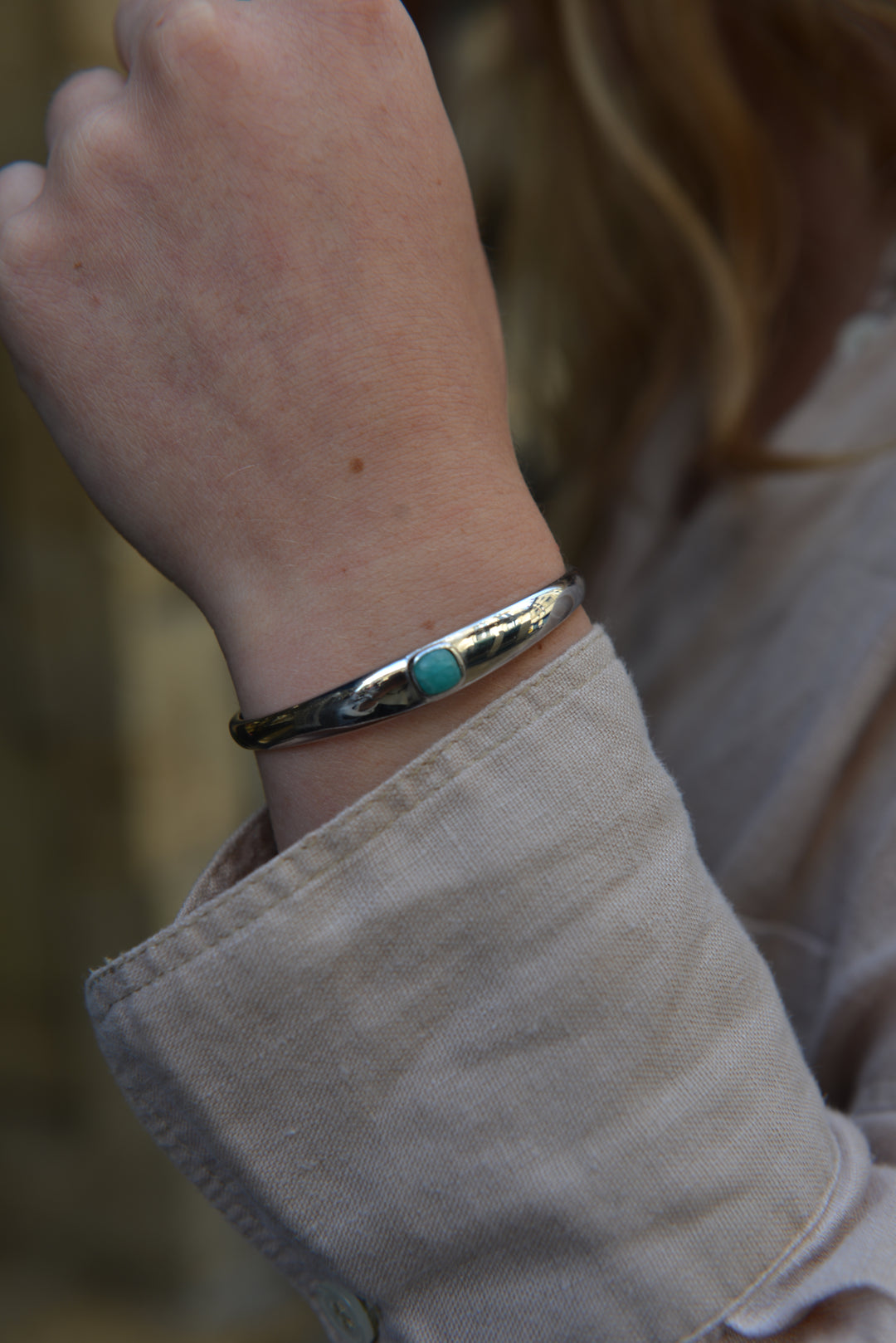 Jonc argent 925 & Amazonite Astrid