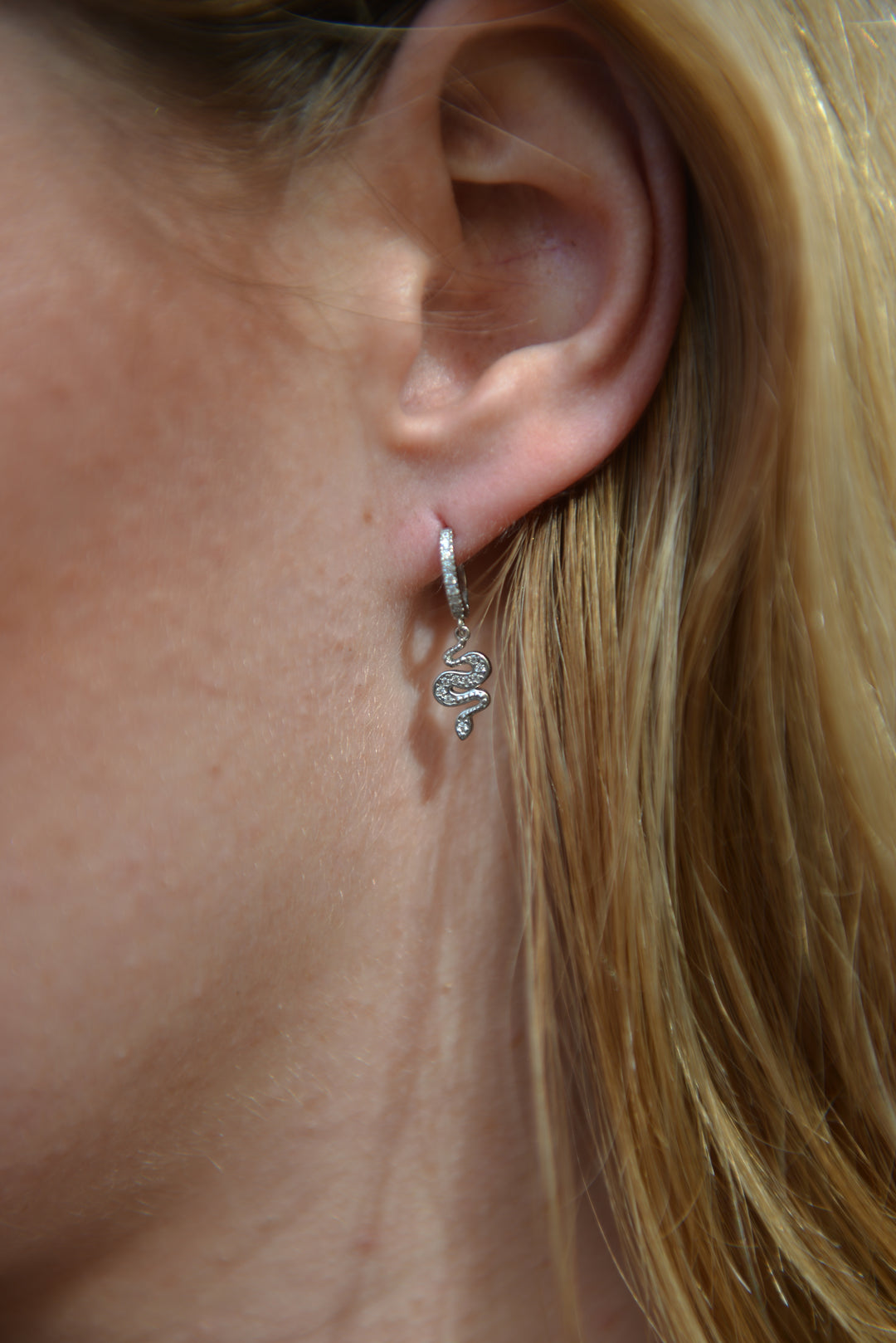 Boucles d'oreilles Argent 925 créole pampille motif serpent Maëva
