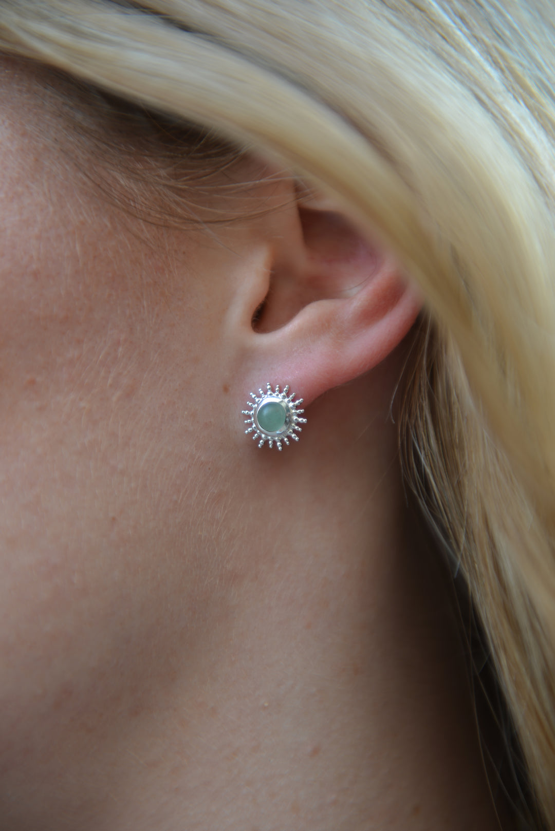 Boucles d'oreilles Argent 925 & Aventurine puces Dellia