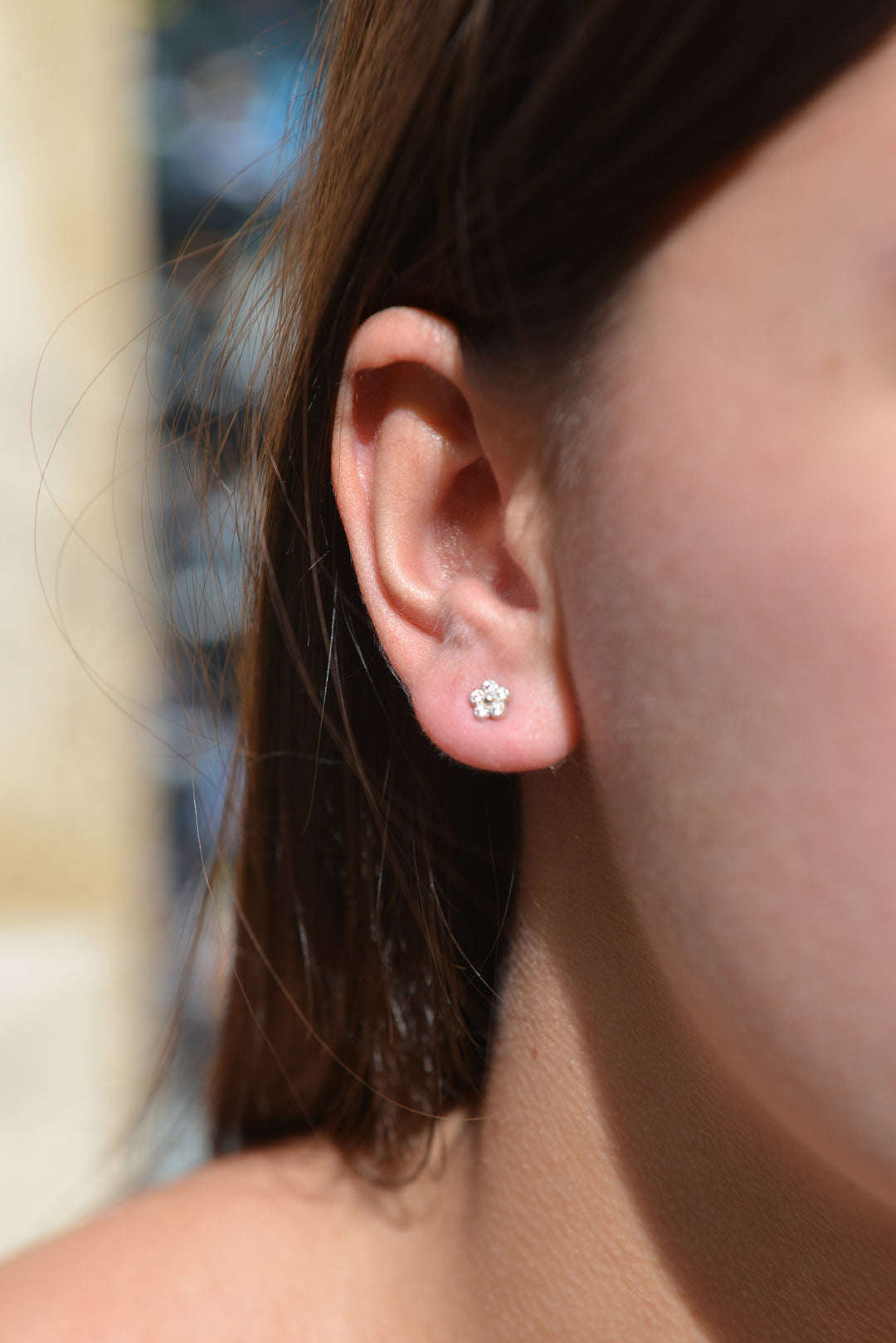 Boucles d'oreilles Argent 925 puces forme fleur & OZ Maia