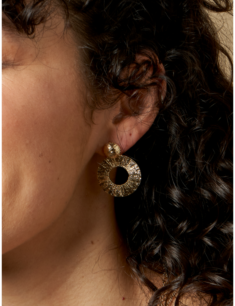 Boucles d'oreilles Plaqué Or Feuillette Saunier