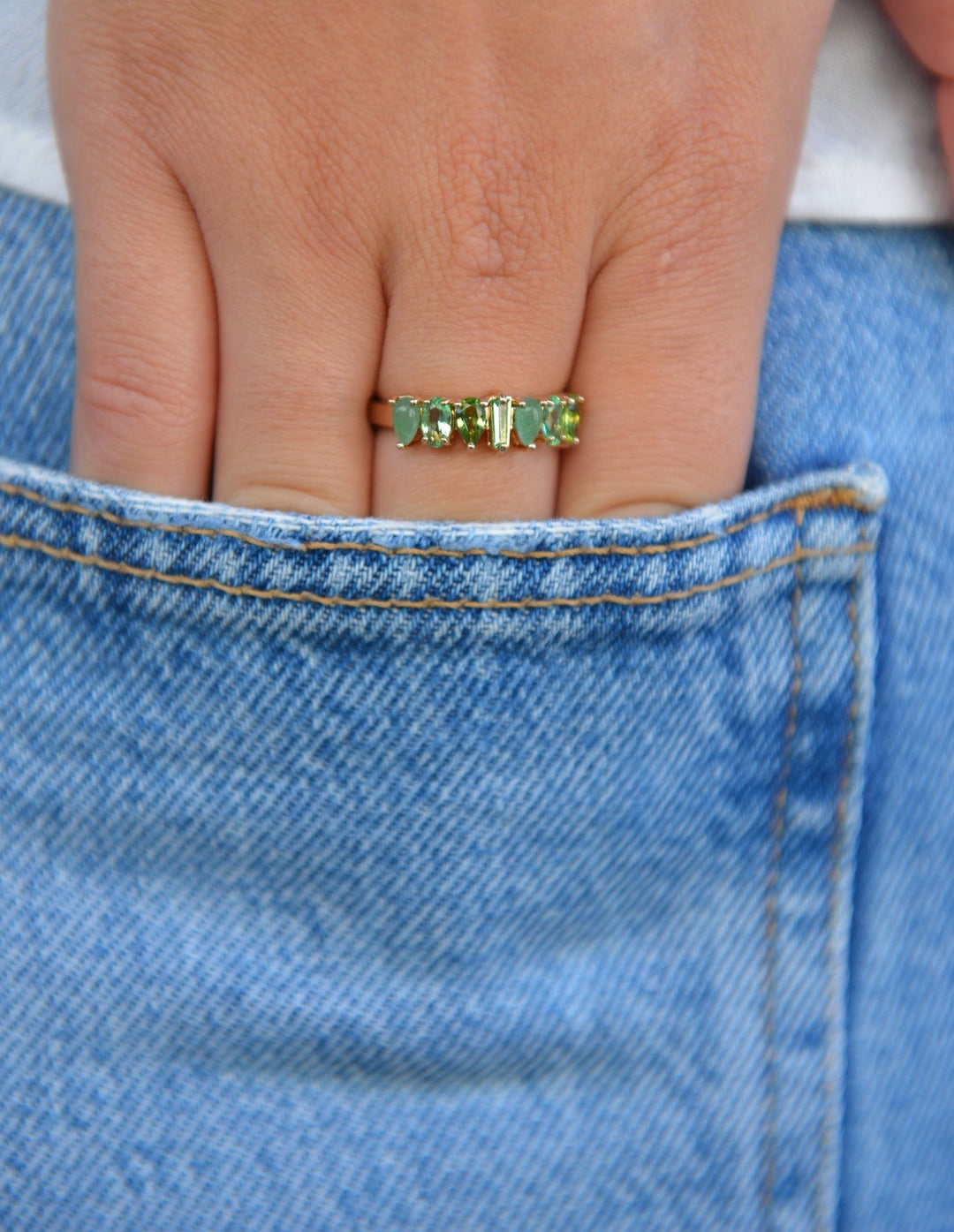 Bague Plaqué Or & OZ vert Olivia