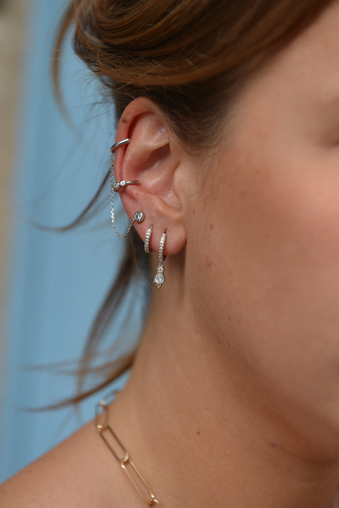 Boucles d'oreilles Argent 925 créole et pampille Vahine