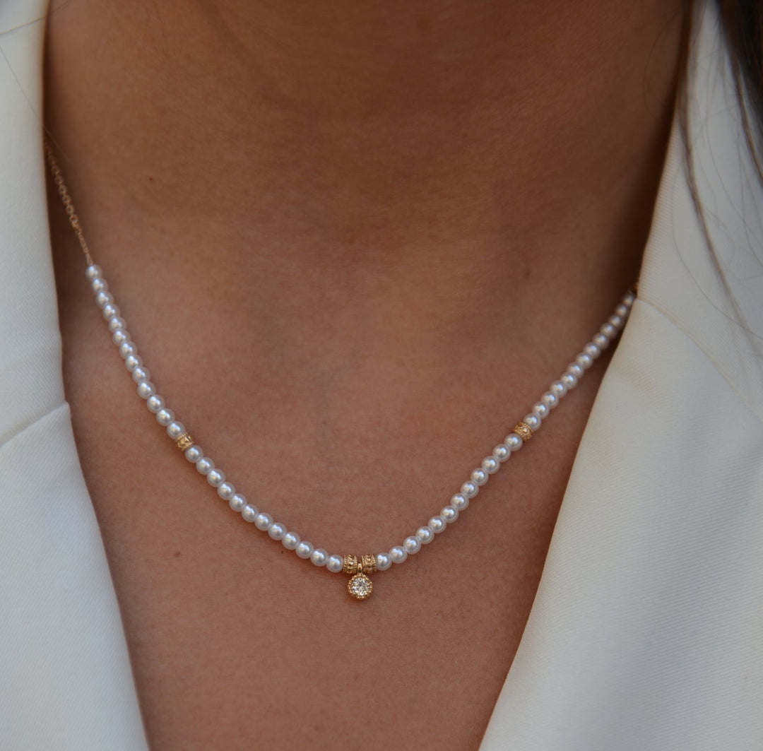 Collier Plaqué Or & perle Marie Oz