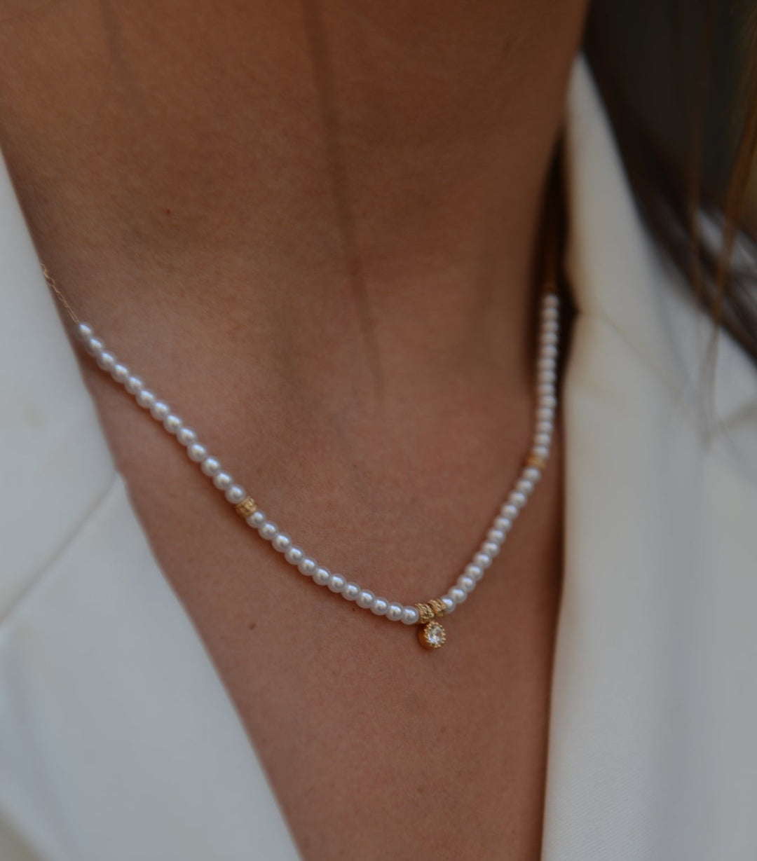 Collier Plaqué Or & perle Marie Oz