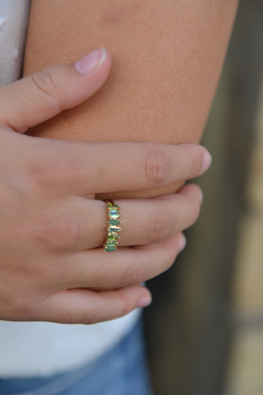 Bague Plaqué Or & OZ vert Olivia