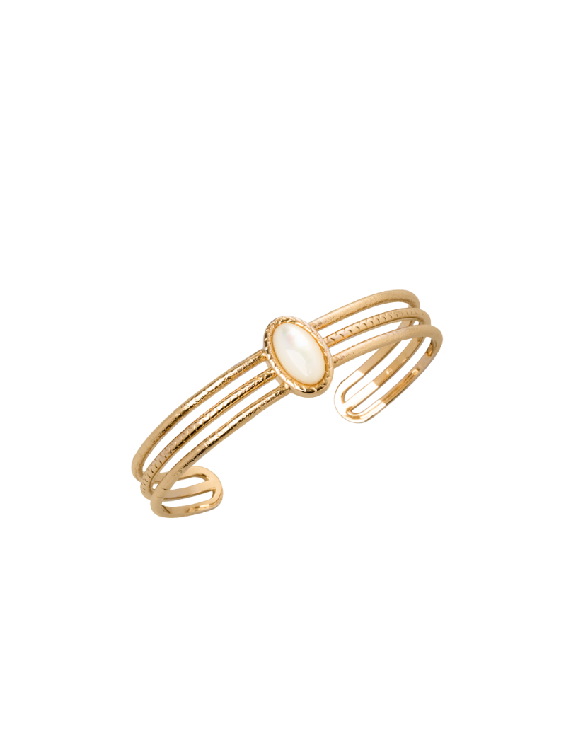 Bracelet Plaqué Or Aussière Saunier Jonc en nacre