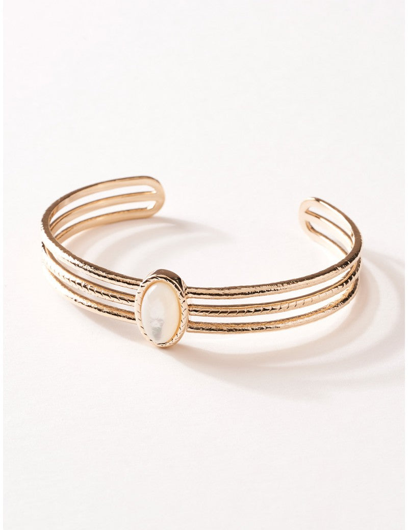Bracelet Plaqué Or Aussière Saunier Jonc en nacre
