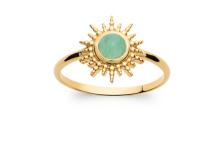 Bague Plaqué Or motif soleil & Aventurine Dellia