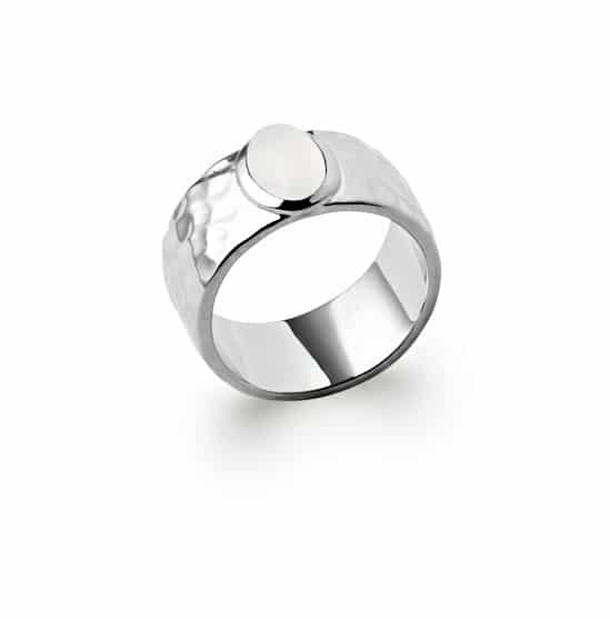 Bague Argent 925 & Pierre de Lune effet martelé Luna