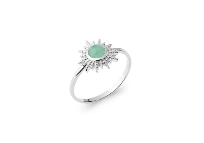 Bague Argent 925 motif soleil & Aventurine Dellia
