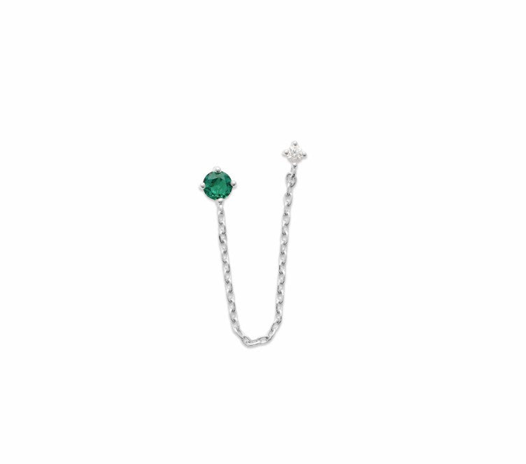 Mono boucle d'oreille chaîne Argent 925 & OZ Oly OZ vert