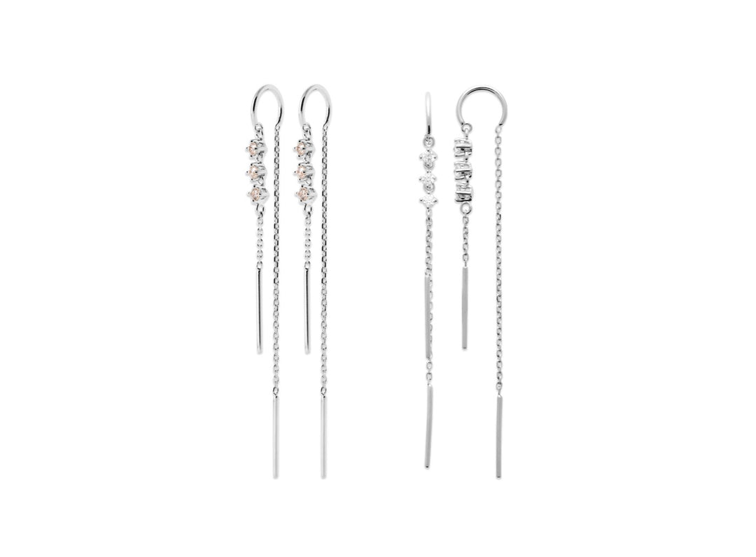 Boucles d'oreilles Argent 925 & OZ pendantes à fil Midnight