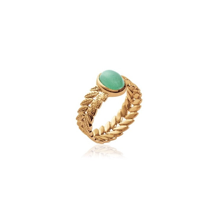 Bague Plaqué Or Laurier & Aventurine Aja