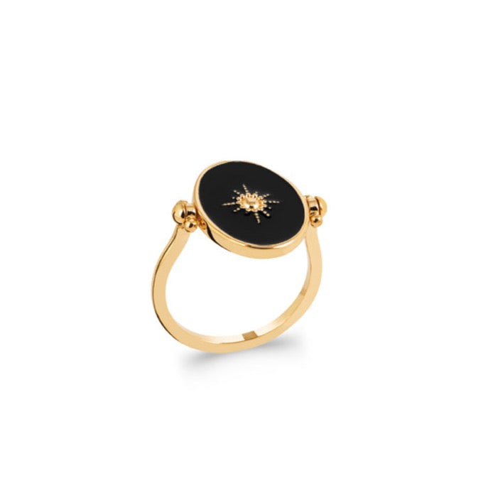 Bague Plaqué or réversible en email Galaxie