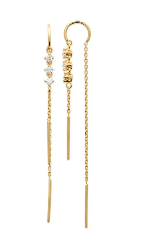 Boucles d'oreilles Plaqué Or pendantes à fil & OZ Midnight