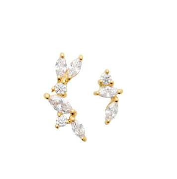 Boucles d'oreilles Plaqué Or & OZ asymétrique Evelyn