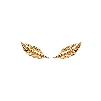 Boucles d'oreilles Plaqué or puces motif Plume