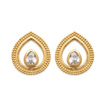 Boucles d'oreilles Plaqué Or & oxyde de zirconium forme goutte Anthéa