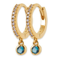 Boucles d'oreilles plaqué or créole pampille & OZ Bleu Mira