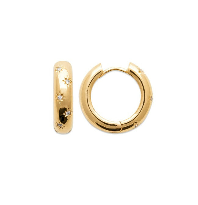 Boucles d'oreilles Plaqué or créoles & motif étoile OZ Margotine