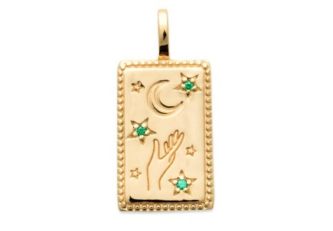 Collier Plaqué or chaine boule & pendentif carte de tarot Oracle
