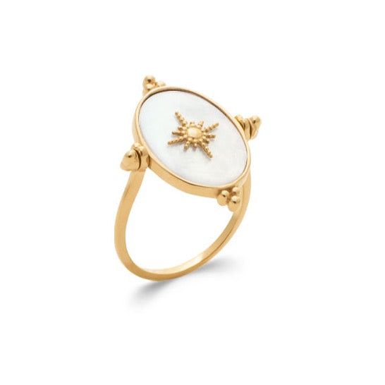 Bague Plaqué or réversible en nacre Galaxie
