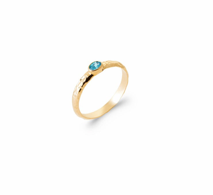 Bague Plaqué Or et OZ bleu Cassini
