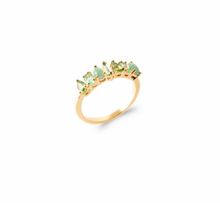 Bague Plaqué Or & OZ vert Olivia