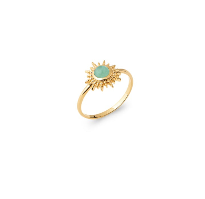 Bague Plaqué Or motif soleil & Aventurine Dellia
