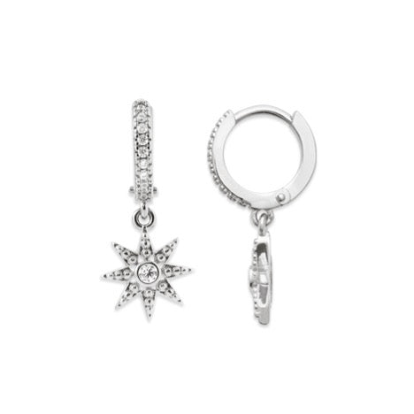Boucles d'oreilles en Argent 925 créole pampille motif etoile Rika