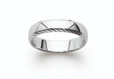 Bague Argent 925 alliance mixte & bords striés Simon