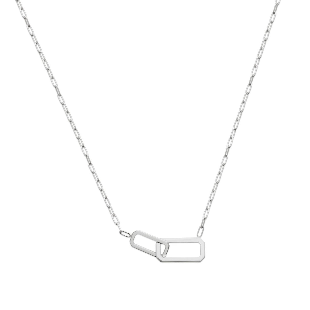 Collier Argent 925 maille rectangle entrelacée Isak
