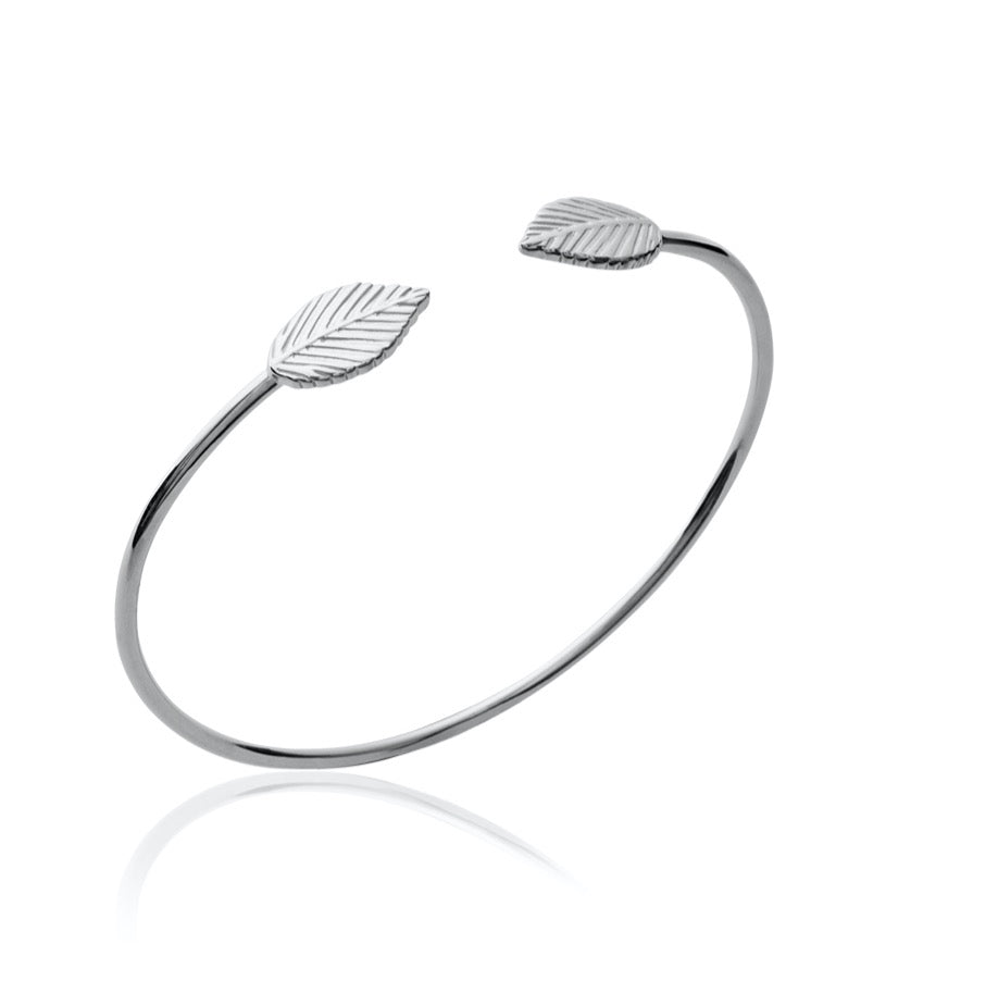 Jonc Argent 925 Double Feuilles