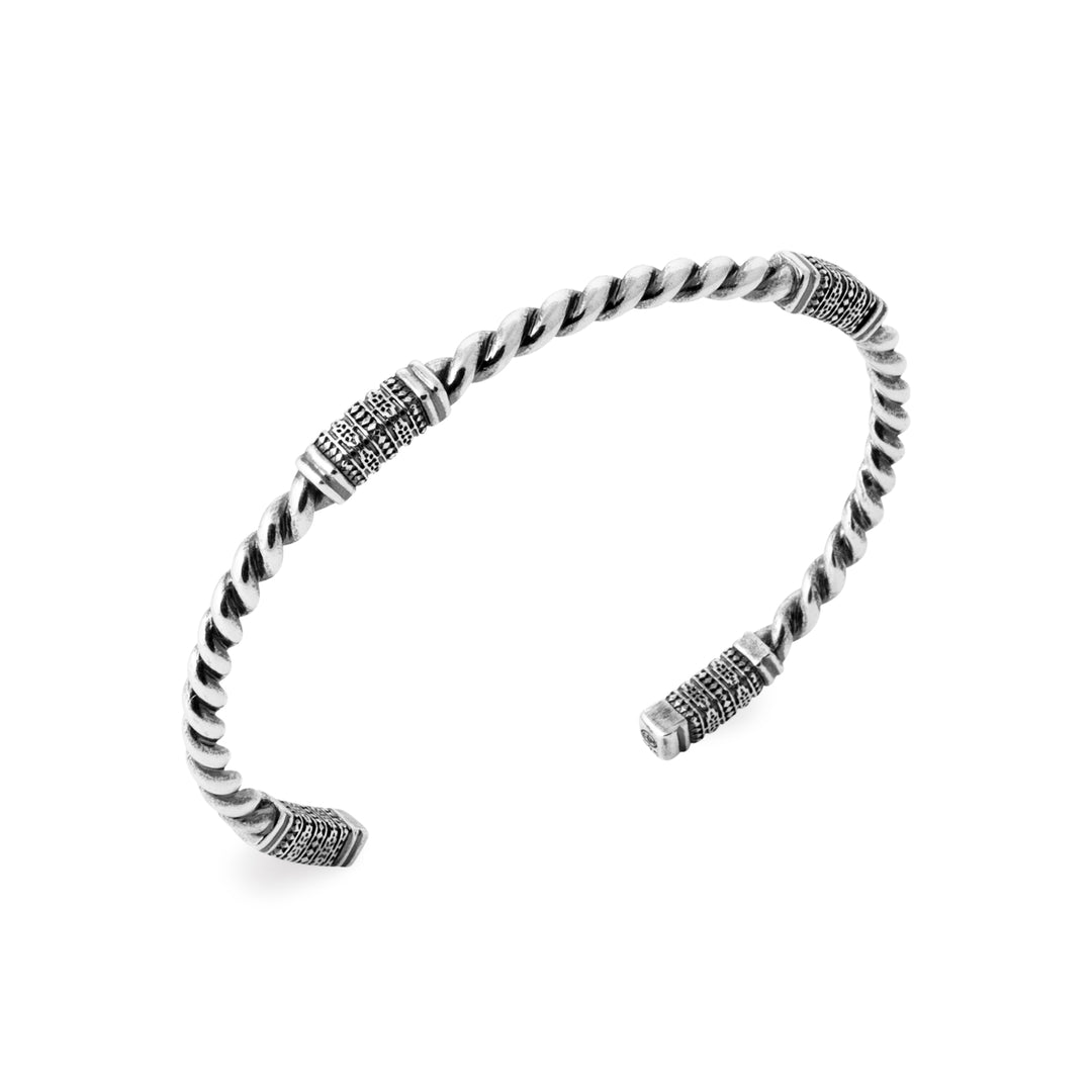 Jonc homme Argent 925 ouvert torsadé Cléo