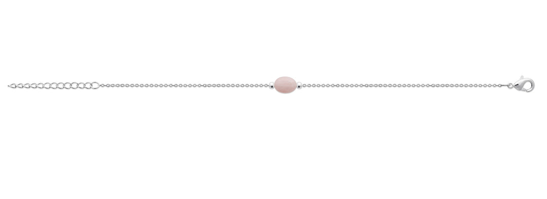 Bracelet Argent 925 & Quartz Rose Galet