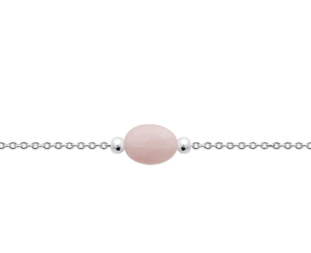 Bracelet Argent 925 & Quartz Rose Galet
