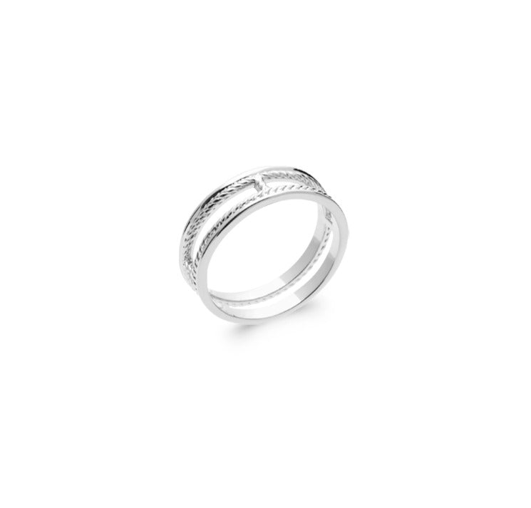 Bague Argent 925 double rang motif tresse Carène