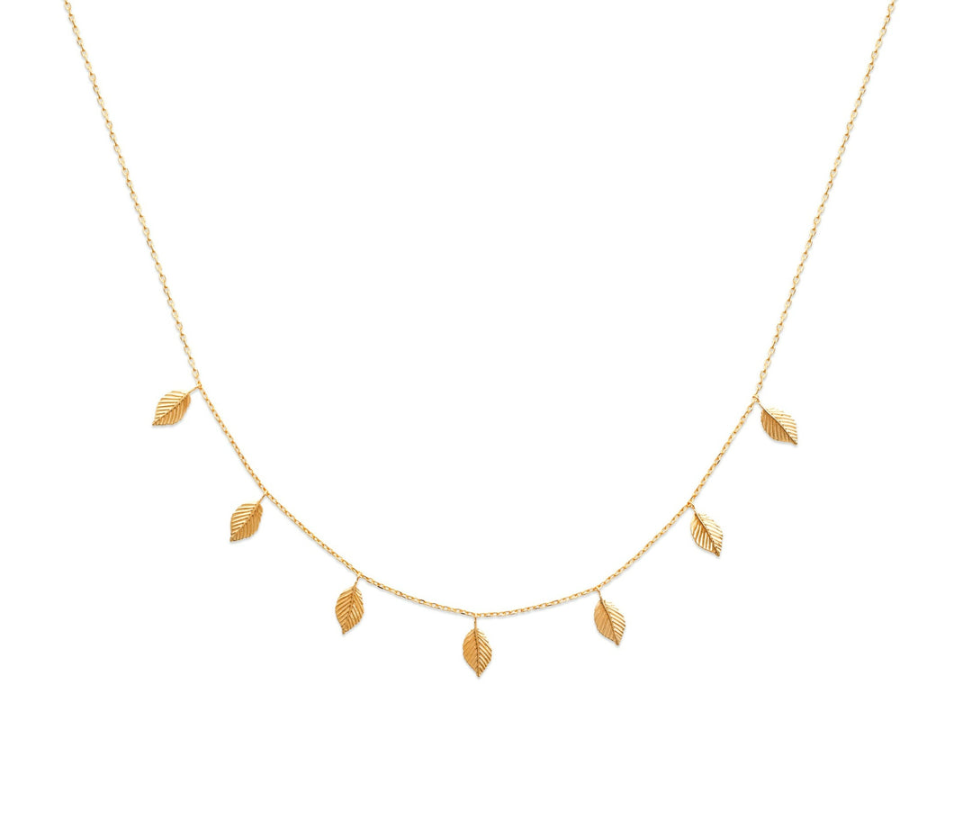 Collier Plaqué or forme feuille Selena