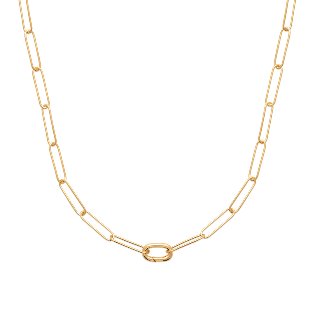 Collier Plaqué Or trombone à personnaliser avec lettre June