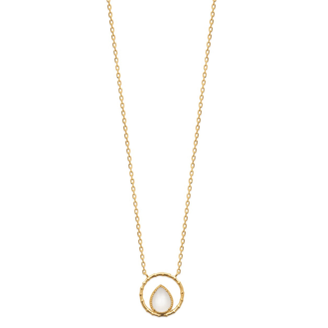 Collier Plaqué Or & Pierre de lune Amare